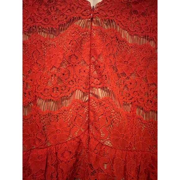 Anthropologie Maeve Red Lace Shirt Size M Valentine’s Day romantic pretty - Picture 5 of 11